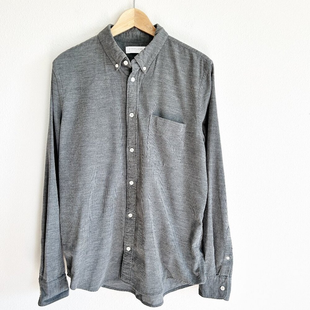 Everlane Corduroy Shirt M Gray Button Down Long Sleeve Classic Preppy